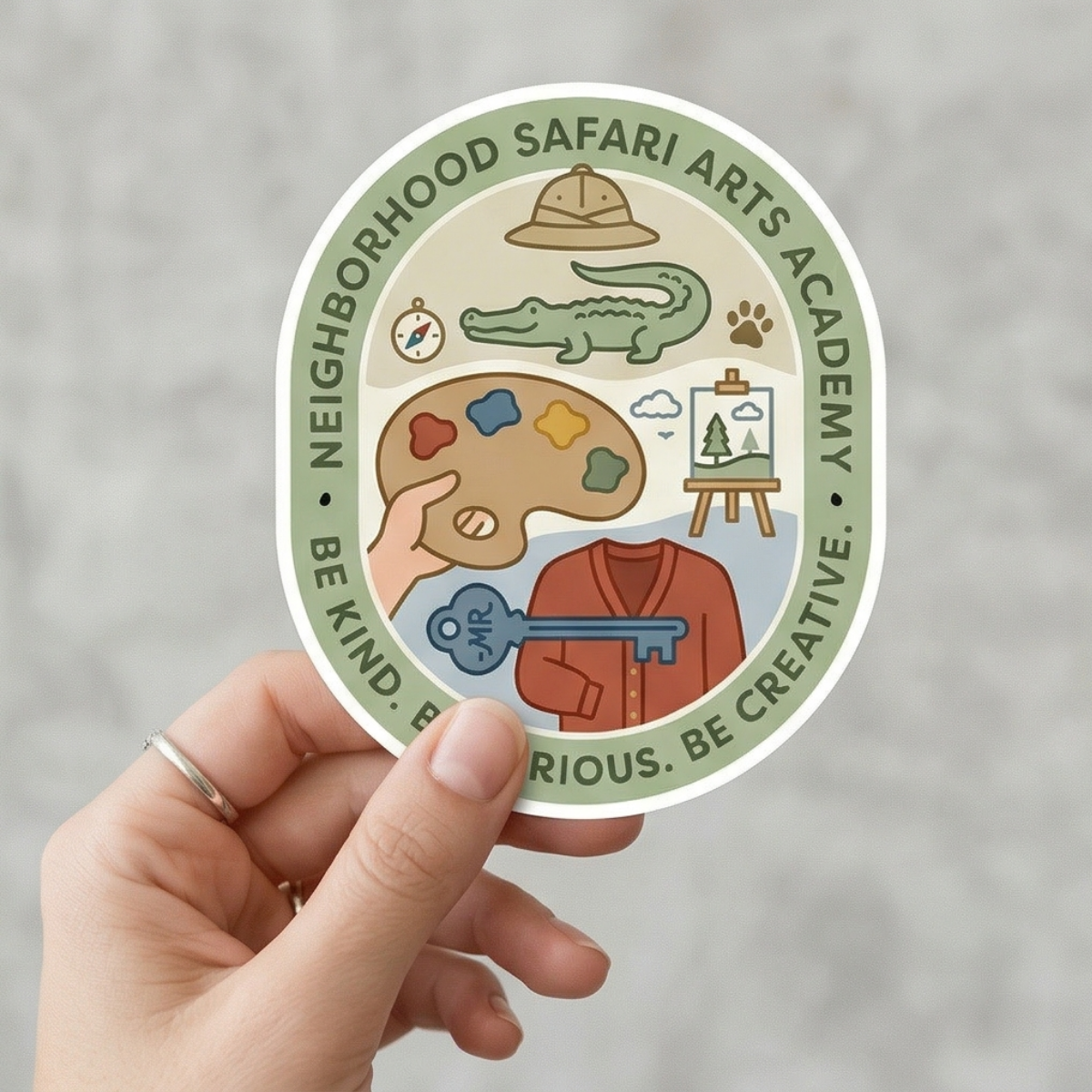 Neighborhood Safari Badge Sticker • Arts Academy Patch Style • Cute Illustrated Badge