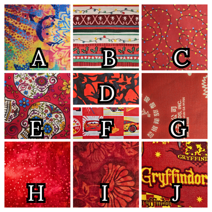 Red Patterned Wristlet Keychain - Handmade Fabric Strap