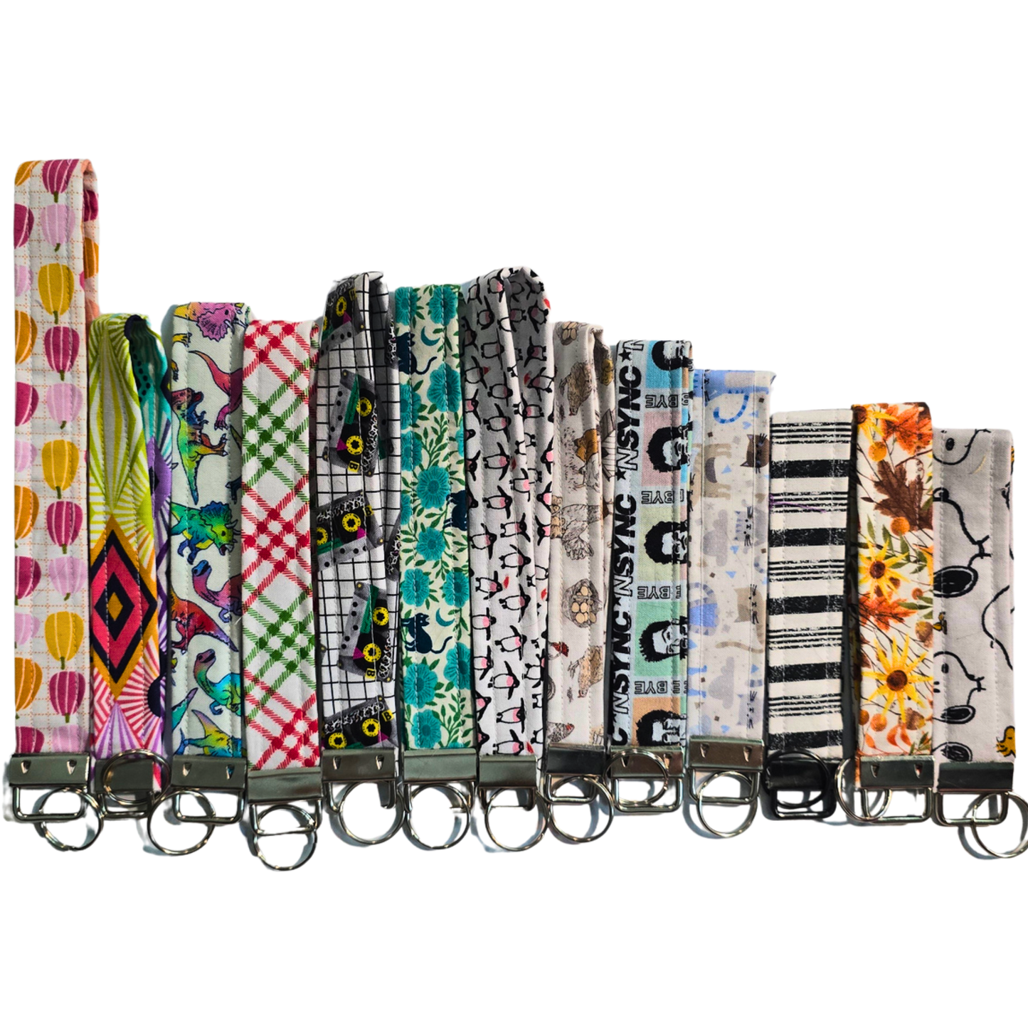 White Fabric Wristlet - Minimalist Key Fob