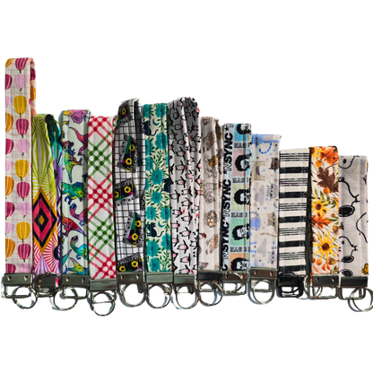 White Fabric Wristlet - Minimalist Key Fob