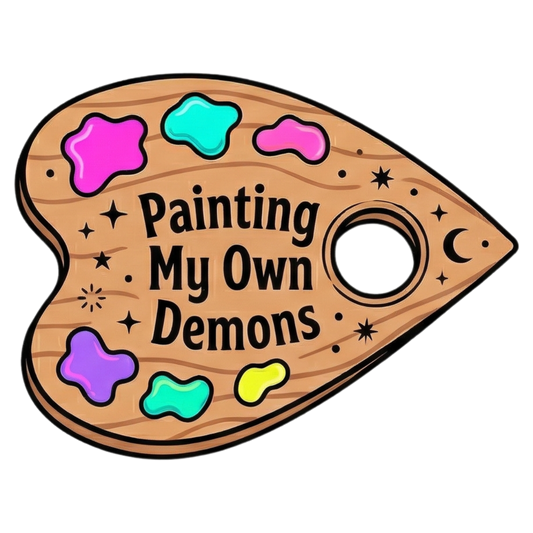 Painting My Own Demons Sticker • Artist Palette Mental Health Sticker • Art Therapy Humor