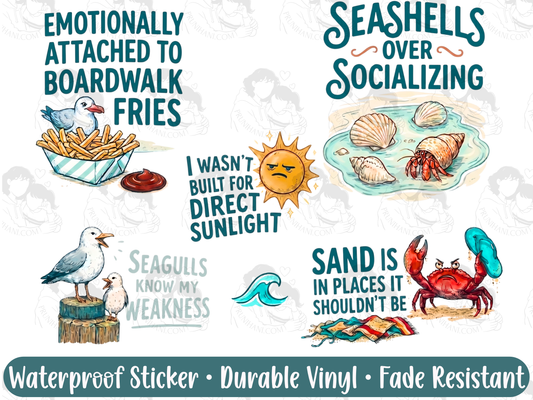 Emotionally Attached To Boardwalk Fries Sticker | Funny Beach Introvert Vinyl Decal