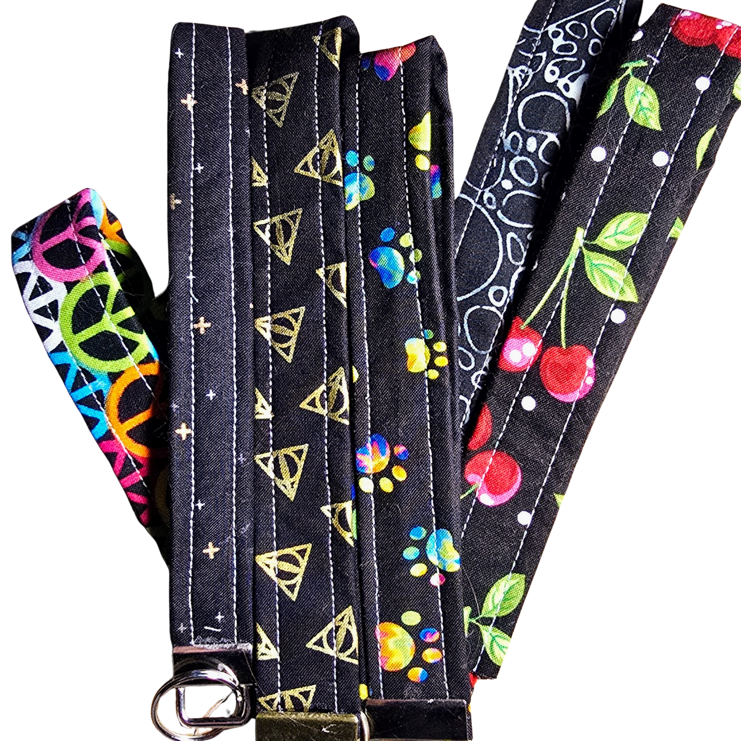 Black Fabric Wristlet Key Fob - Handmade Keychain Strap