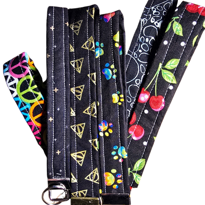 Black Fabric Wristlet Key Fob - Handmade Keychain Strap