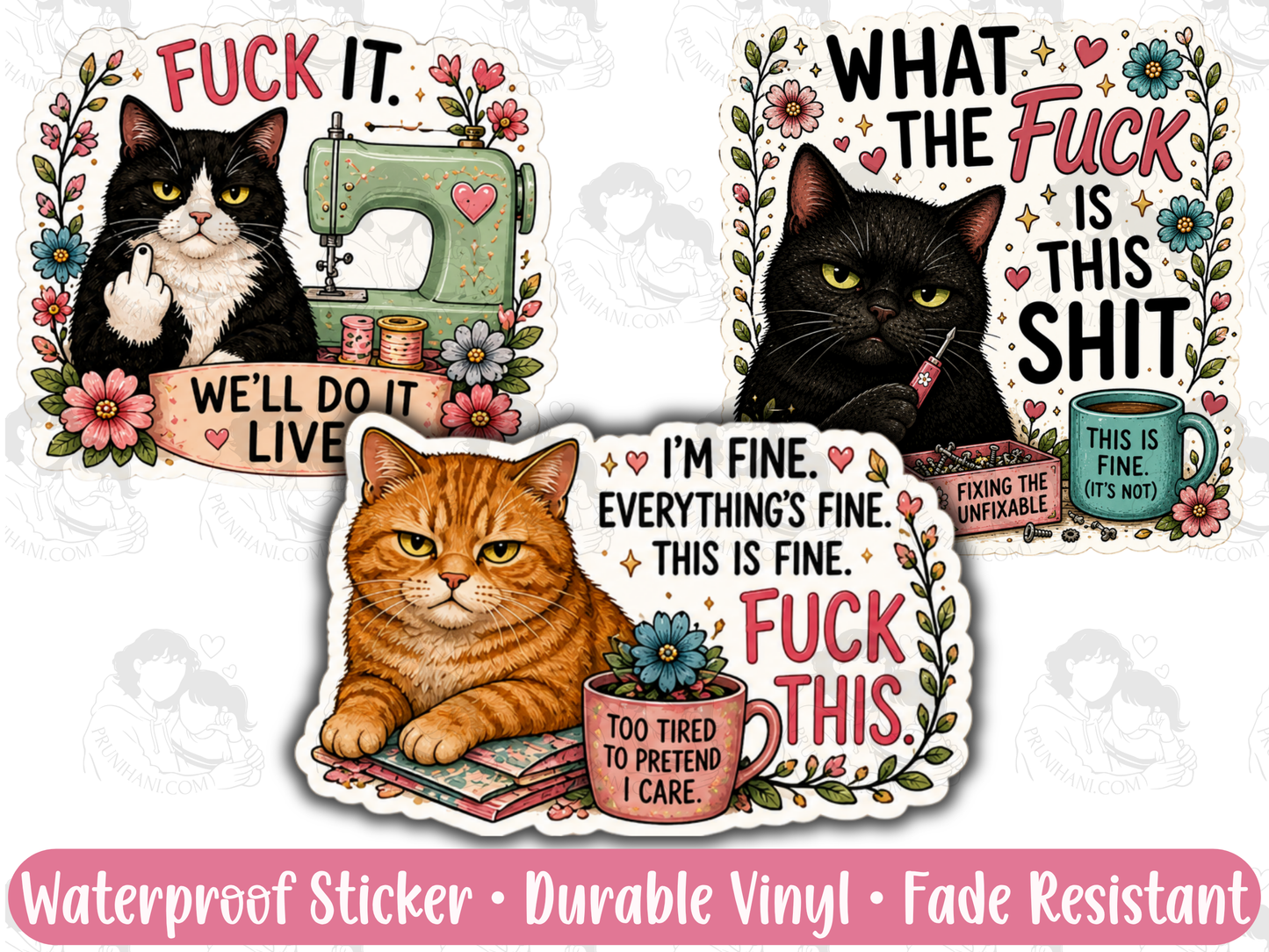 Relatable Cats Sticker Pack | Funny Cat Meme Waterproof Vinyl Stickers