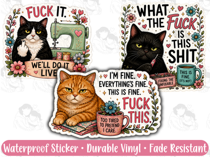 Relatable Cats Sticker Pack | Funny Cat Meme Waterproof Vinyl Stickers