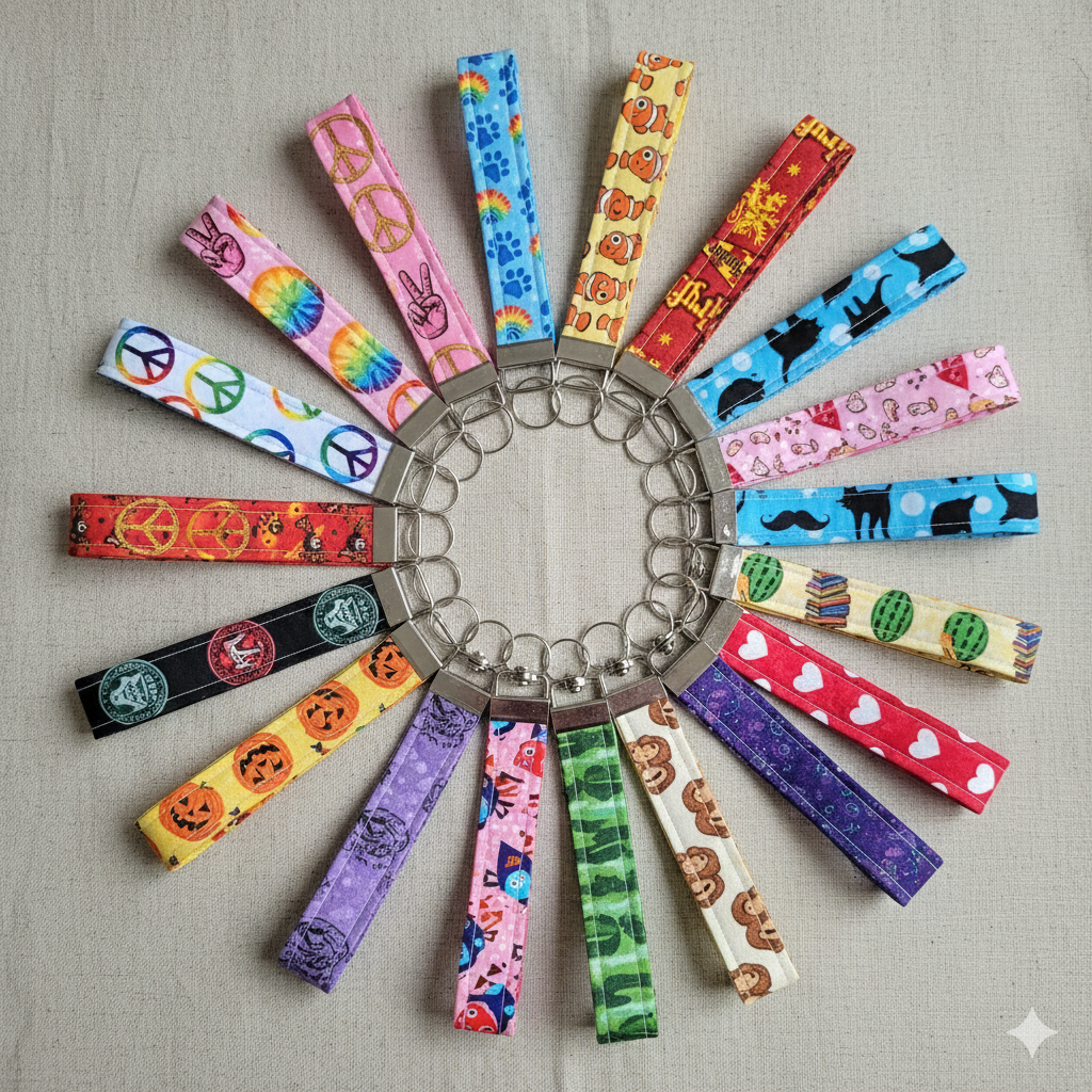 Mystery Wristlet Key Fob - Surprise Fabric Keychain