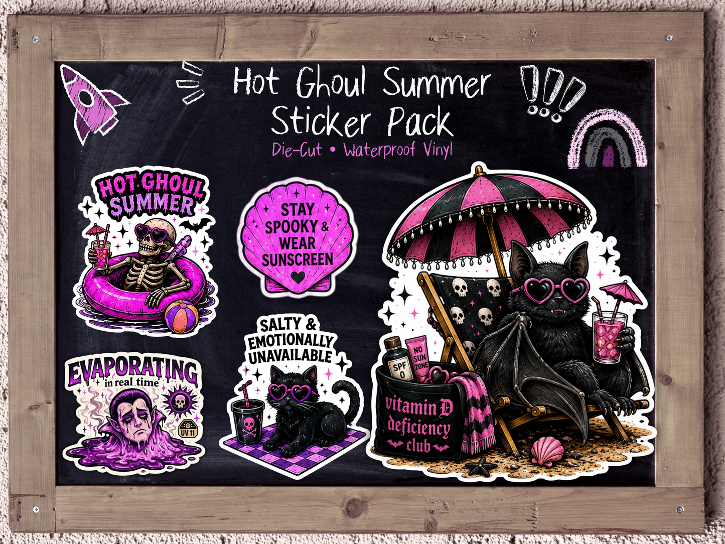 Hot Ghoul Summer Sticker Pack | Spooky Goth Summer Waterproof Vinyl Stickers