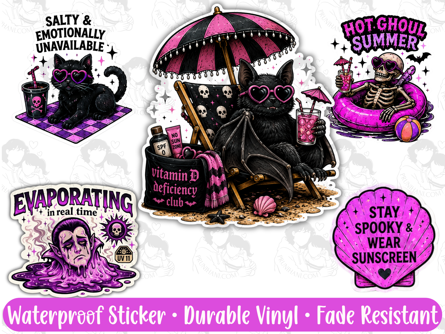 Hot Ghoul Summer Sticker Pack | Spooky Goth Summer Waterproof Vinyl Stickers