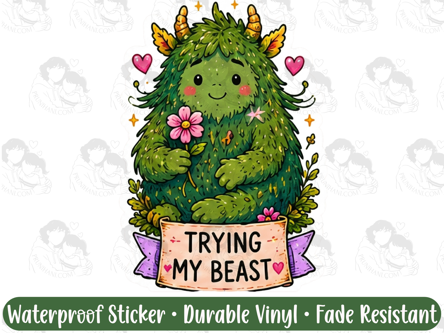 Trying My Beast Emotional Support Cryptid Sticker for Anxious Weirdos & Burnt Out Humans