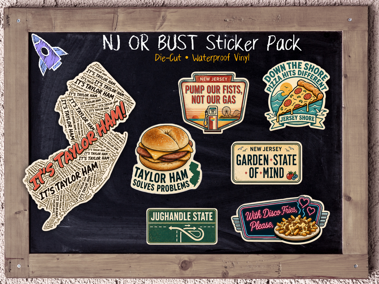 NJ OR BUST Sticker Pack