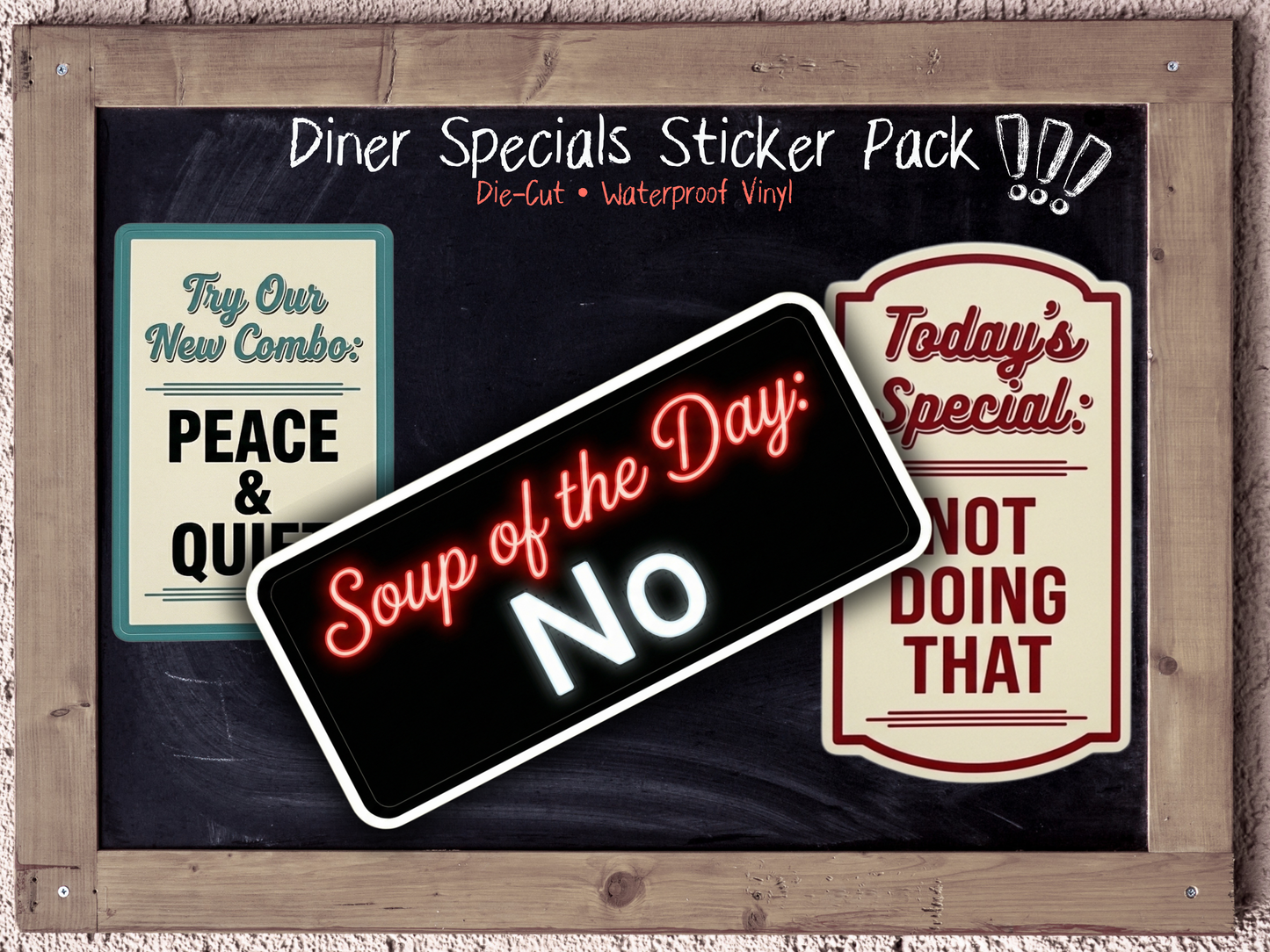 Diner Specials Sticker Pack | Retro Sarcastic Waterproof Vinyl Stickers