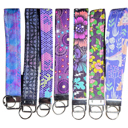 Plum Purple Fabric Wristlet - Handmade Key Fob Strap