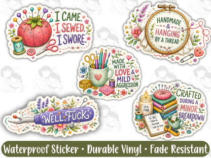 Funny Sewing Sticker Pack for Emotionally Fragile Sewists & Burnt Out Quilters