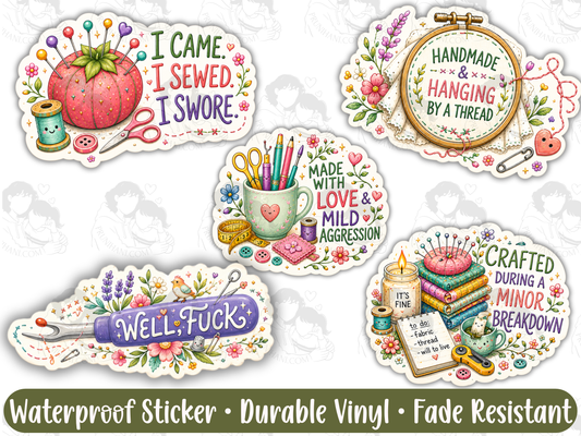 Funny Sewing Sticker Pack for Emotionally Fragile Sewists & Burnt Out Quilters