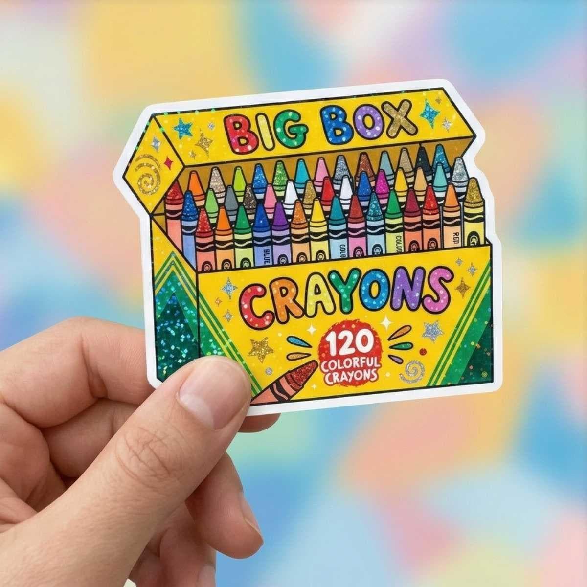 Big Box Crayons Sticker for Former Gifted Kids with Anxiety & Nostalgia Problems