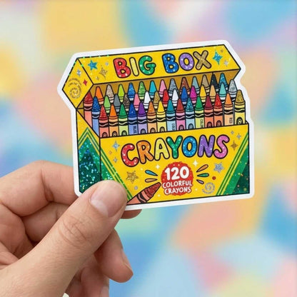 Big Box Crayons Sticker for Former Gifted Kids with Anxiety & Nostalgia Problems