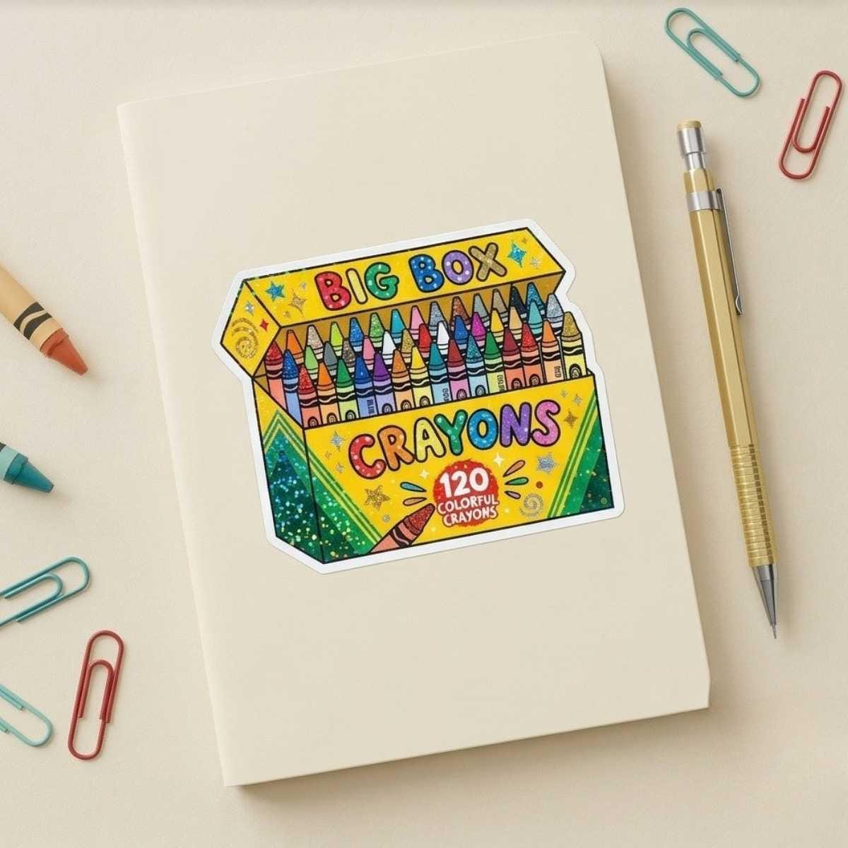 Big Box Crayons Sticker for Former Gifted Kids with Anxiety & Nostalgia Problems