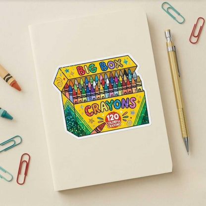 Big Box Crayons Sticker for Former Gifted Kids with Anxiety & Nostalgia Problems
