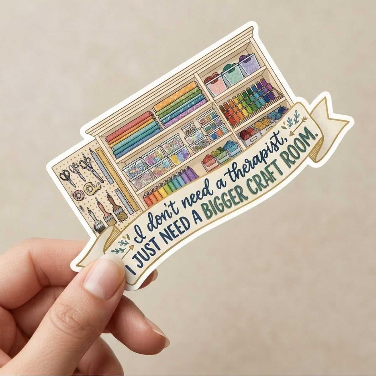 Bigger Craft Room Therapy Sticker for ADHD Crafters, Supply Hoarders & Craft Goblins