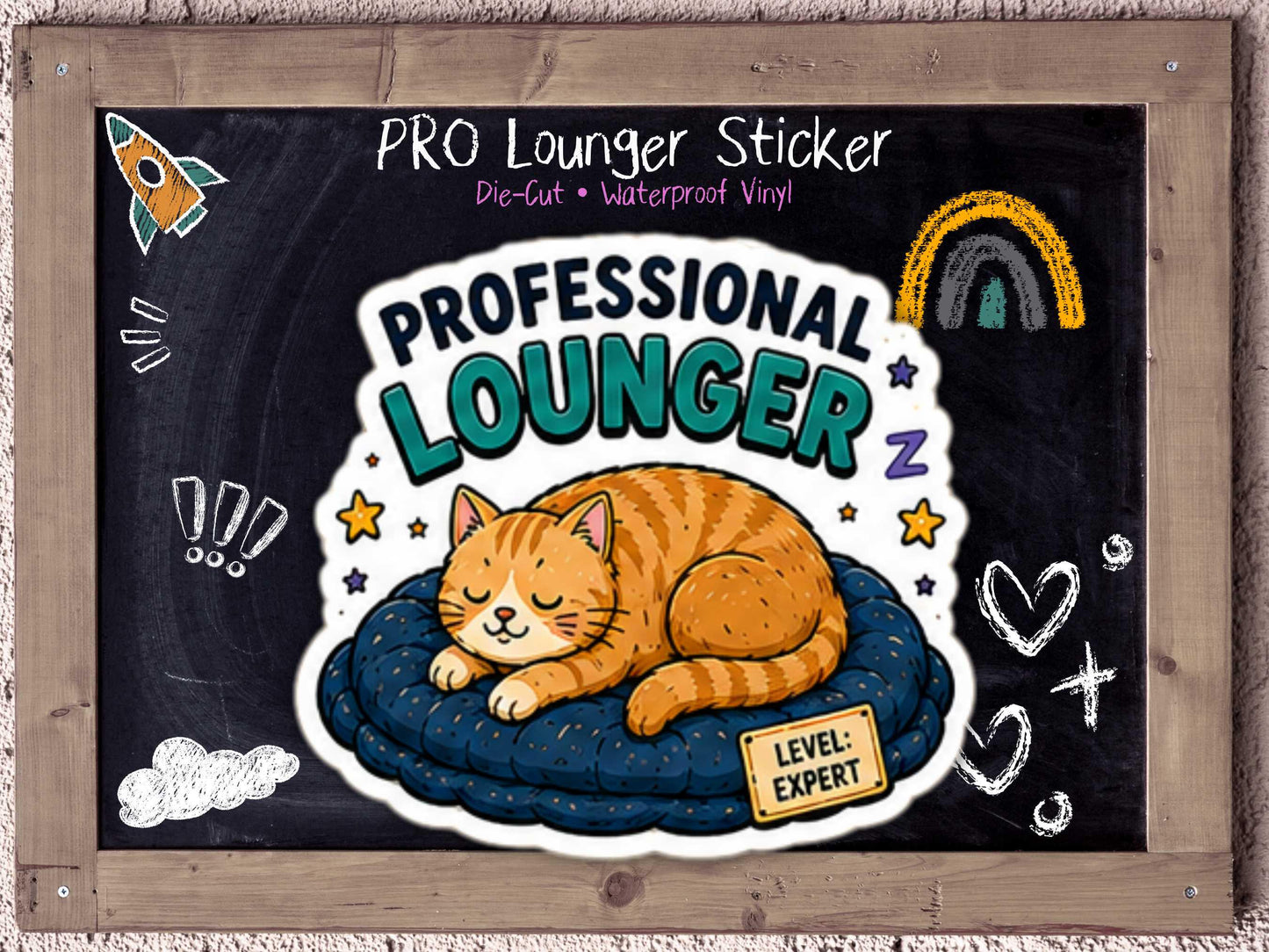 Professional Lounger Cat Sticker for Cozy Girls in Their Bed Rot Era