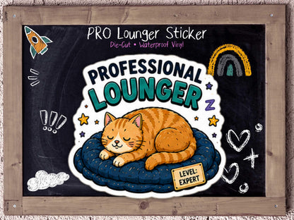 Professional Lounger Cat Sticker for Cozy Girls in Their Bed Rot Era