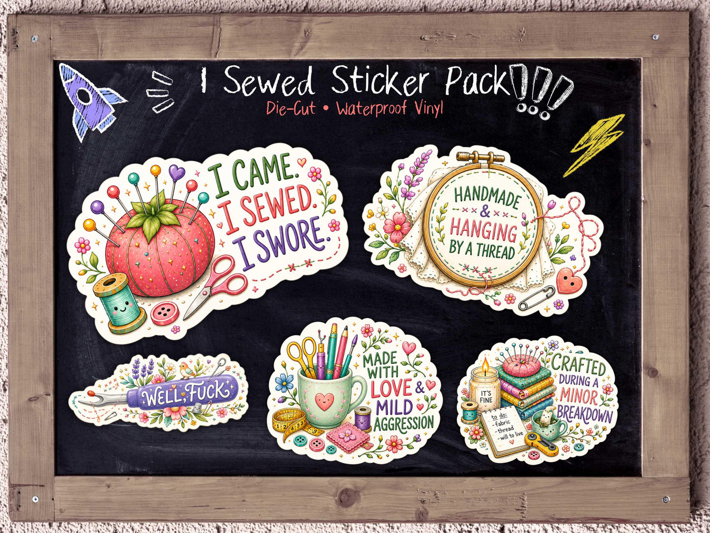 Funny Sewing Sticker Pack for Emotionally Fragile Sewists & Burnt Out Quilters