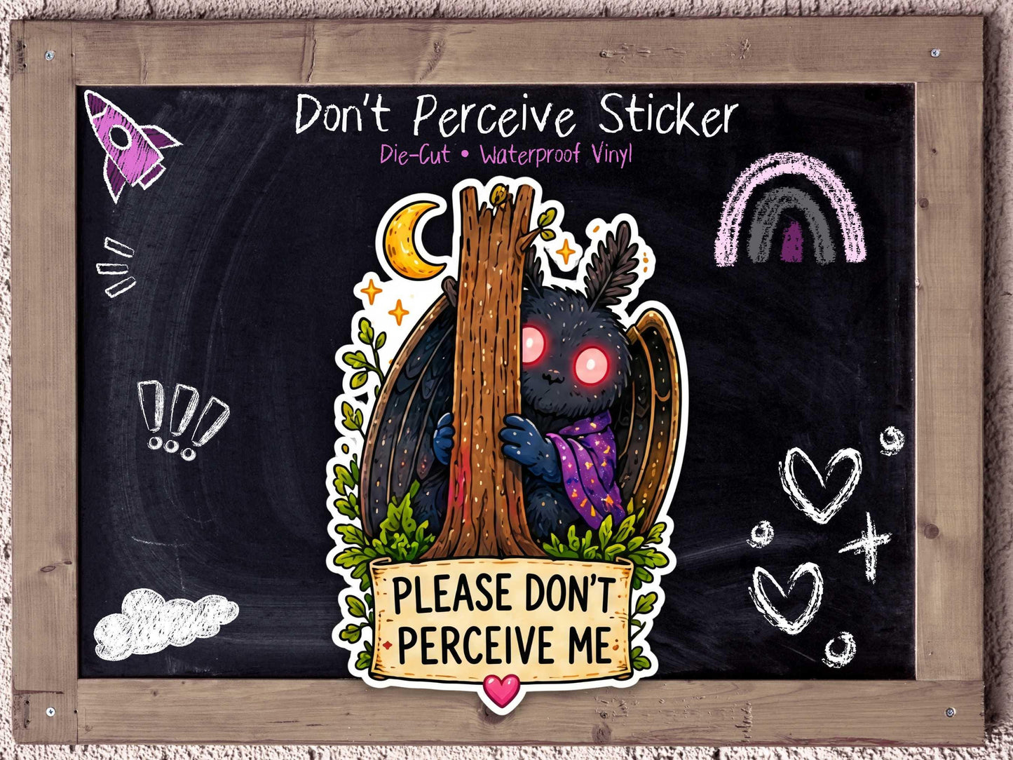 Please Don’t Perceive Me Moth Sticker for Socially Exhausted Introverts & Goblincore Weirdos