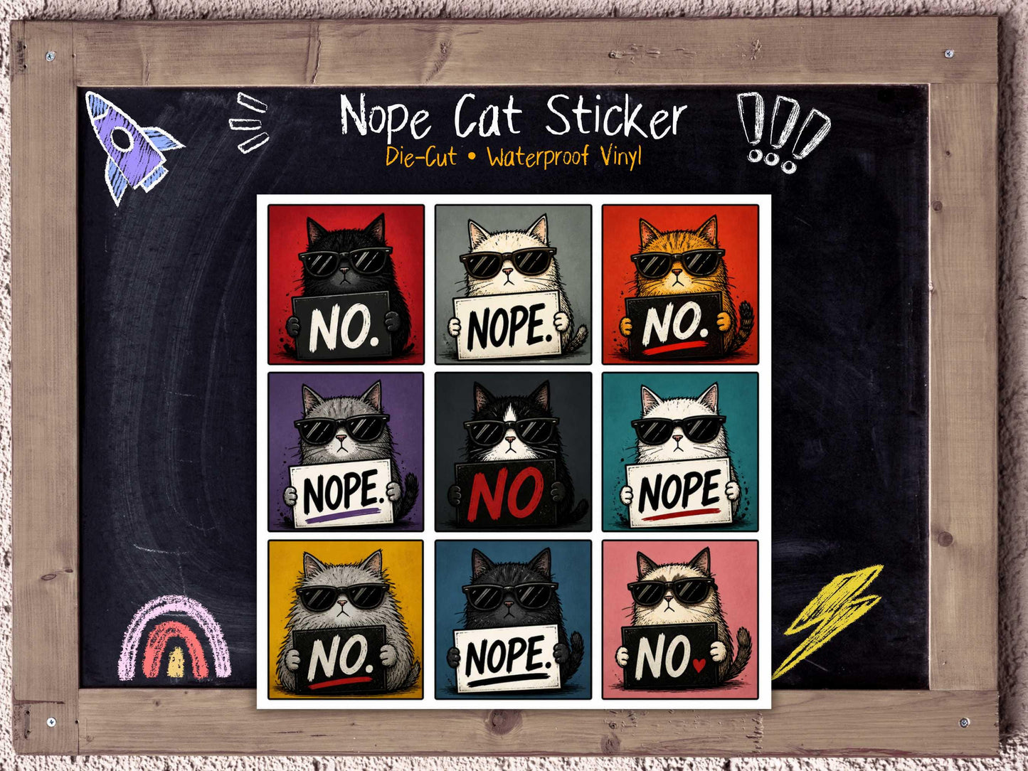 Nope Cat Sticker for Socially Exhausted Introverts & Burnt Out Cat People