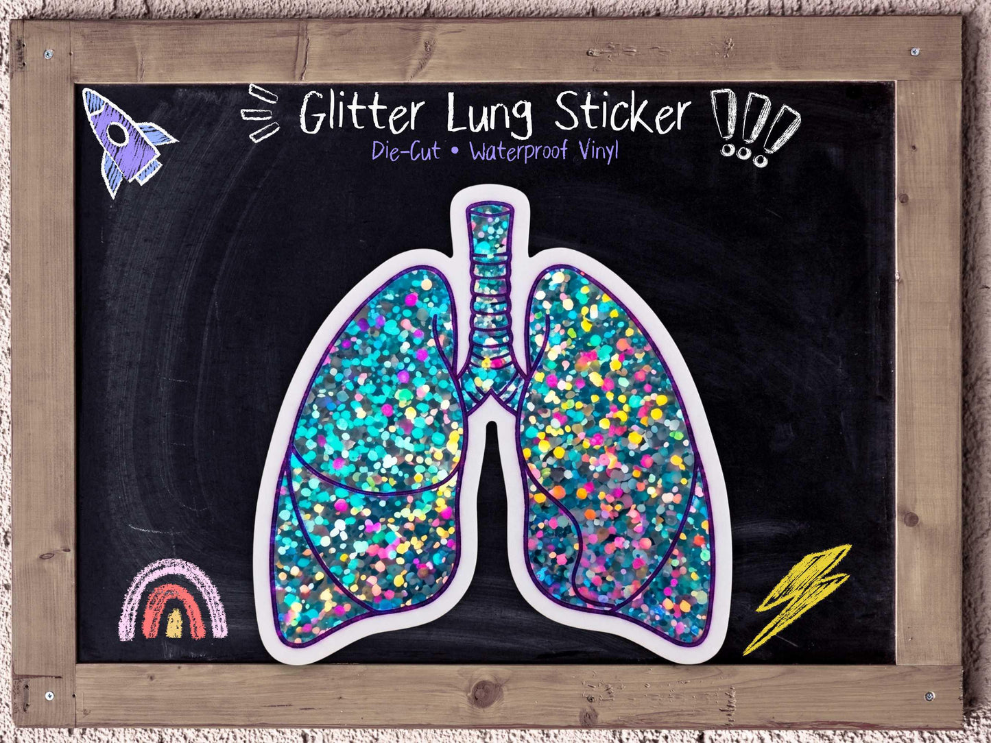 Glitter Lung Sticker for Chronically Crafty Glitter Goblins & ADHD Makers
