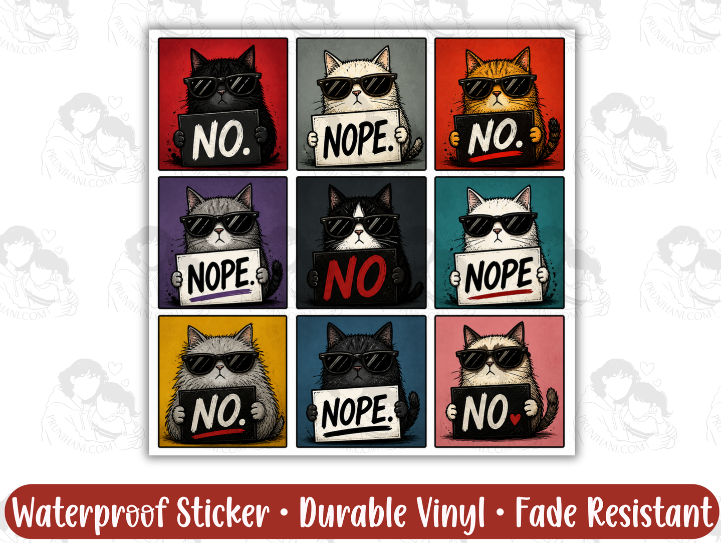 Nope Cat Sticker for Socially Exhausted Introverts & Burnt Out Cat People